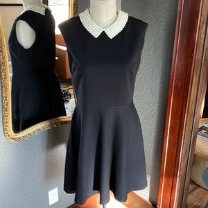 Vintage Betsy Johnson Pearl Collar Black Fit and Flare Dress Size 14
